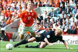 Holland 0 Scotland 0 In 1996 At Villa Park Colin Hendry Brings Down Jordi Cruyff In Group A At Euro 96 Villa Park European Championships Euro 96