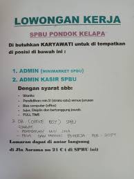 Lowongan kerja rider (kurir) jne jakarta maret 2021. Lowongan Kerja Medan Terbaru Di Spbu Pondok Kelapa Spbu 14 201 139 Poskerjamedan Com