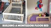 This toddler bunkbed ended up getting installed inside of a closet with white and green paint with some storage capacity beneath the lower bunk bed. How To Make A Toddler Floor Bed House Montessori Bed Youtube