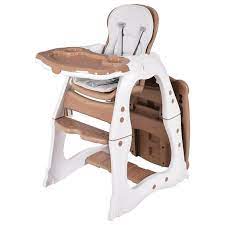 Costway 3 In 1 Baby High Chair Convertible Play Table Seat Booster Toddler Feeding Tray Brown Walmart Com