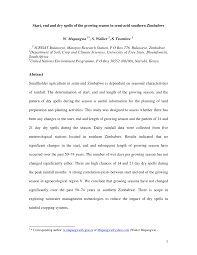 Pdf Start End And Dry Spells Of The Growing Season In Semi Arid Southern Zimbabwe
