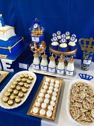 Royalty Blue Gold Birthday Party Ideas Photo 5 Of 7 Royal Baby Shower Boy Royalty Baby Shower Prince Baby Shower