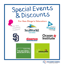 Parking, service fees, and taxes not included. Special Events And Discounts For San Diego Educators