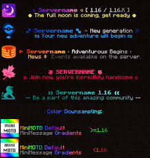 You can lead a full and happy minecraft life just building by yourself or sticking to local multiplayer, but the size and variety of hosted remote minecraft servers is pretty staggering and they offer all manner of new experiences. Minimotd Server List Motd Plugin With Rgb Gradients Spigotmc High Performance Minecraft