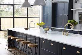 Check spelling or type a new query. Vintage Navy Kitchen Design With Brass Hardware Digsdigs