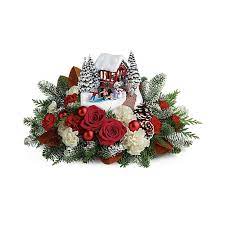 This is the illuminated floral centerpiece inspired by the works of painter of light thomas kinkade that plays a medley of eight christmas carols. Thomas Kinkade Christmas Centerpiece Sold Out Menifee Ca Florists Florist In Menifee Heaven Scent Flowers