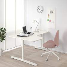 It comes in a sit/stand version too. Bekant White Corner Desk Left 160x110 Cm Ikea
