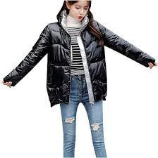 Amazon.com: Womens Winter Coats, Metallic Puffer Jacket Full Zip Stand  Collar Outerwear Bubble Padded Shiny Warm Quilted Parkas : Clothing, Shoes  & Jewelry