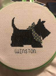 Content of orange argyle scottish terrier cute dog cross stitch pattern: Fo 1 Of 3 Winston The Scottish Terrier Crossstitch