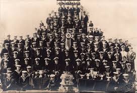 Ship's comany of HMS Venomous at Malta in 1920s