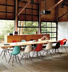 Modern Rustic Meeting Room Dining Love Everything But The Color Of The Eames House Molded Plastic Chairs Home