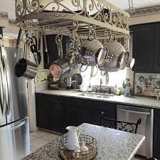 hanging pot rack ideas for organization and style bakers kitchen gorgeous kitchens corner wall plant