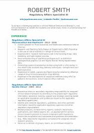 Regulatory Affairs Specialist Resume Samples Qwikresume
