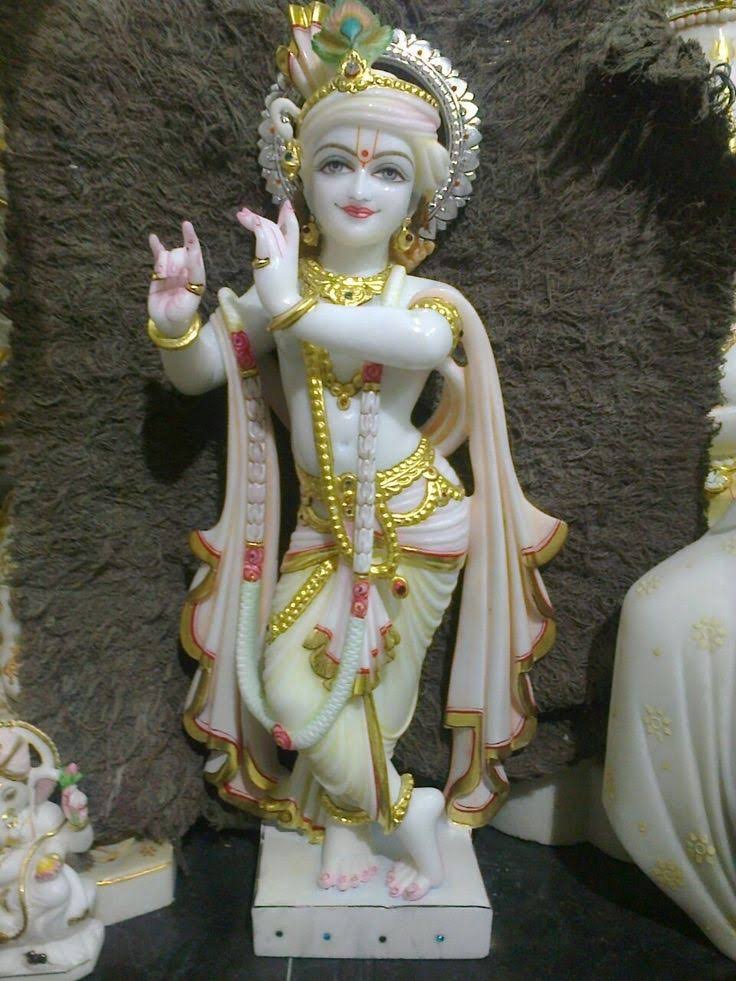 Handcrafted Pure White Marble Krishna Statue product image
