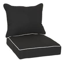 Sawyer Sunbrella Canvas Black With Canvas Cording Indoor Outdoor Cushion And Pillow Set Outdoor Cushions And Pillows Outdoor Cushions Pillow Set