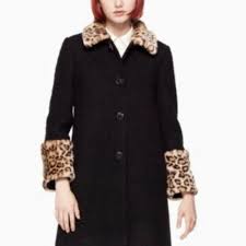 Kate Spade Jackets Coats Kate Spade Leopard Animal Print Fur Black Coat 2 Poshmark