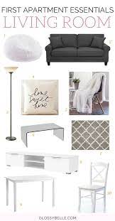 The Ultimate Guide First Apartment Essentials 2021 Glossy Belle Living Room Decor Apartment College Apartment Decor First Apartment Essentials