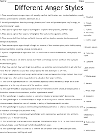 different anger styles worksheet wordmint