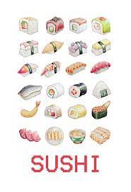 24 Sushi Bites Sushi Is My Favorite Food And Watercolor My Favorite Medium Perfect Combo You Can Get Quality Prints O Sushi Art Print Sushi Art Sushi Drawing
