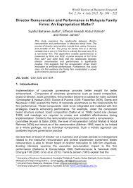 Has attracts high attention f rom malaysian public weak positive relationship between perform ance and director remuneration befo re and. Director Remuneration And Performance In Malaysia Family Firms An Expropriation Matter