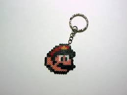 Porte Cles Visage De Mario Perle Hama Porte Cles Par Miss Kawaii Porte Cle Perle Etsy