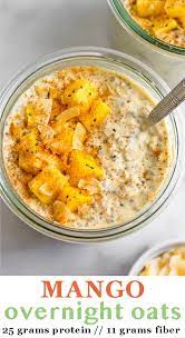 Cinnamon Mango Overnight Oats Recipe Vegetarian Recipes Healthy Overnight Oats Healthy Recipes