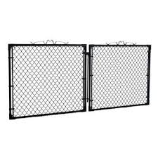 4 Foot Black Chain Link Fence Gate Yardgard 10 Ft W X 4 Ft H Black Drive Through Steel Gate Gda1048pbl The Home Depot Steel Gate Black Chain Link Fence Home Depot
