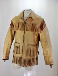 Buttoned cuffs pointed collar length of shirt: 1950 S Buckskin Fringe Leather Vintage Jacket Jackets Maker