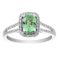 Vintage garnet cocktail ring with diamond's & garnet's 14k yellow gold 25.50ctw. 14k White Gold Oval Light Green Garnet Ring With Diamond Cushion Halo Borsheims