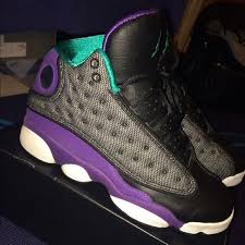 Air Jordan 13 Purple Black White Girls Grade School Air Jordan 13 Black Teal Ultraviolet And White Colors Shoes In Excellent Condition Comes With Air Jordans Jordan 13 Jordan 13 Black