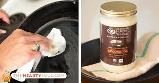 How To Season A Cast Iron Skillet With Coconut Oil Seasoning Cast Iron Seasoned Cast Iron Pan Coconut Oil