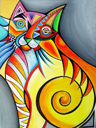 Abstract Cat Acrylics By Karincharlotte On Deviantart Abstract Cat Painting Abstract Painting