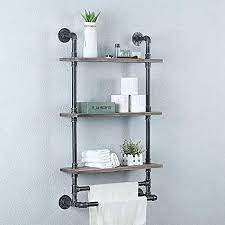 Check spelling or type a new query. Weven Industrial Pipe Bathroom Shelves Wall Mounted With 3 Towel Bar 2 Tiered Metal Floating Shelves Towel Holder Wall Shelf Over Toilet 24in Rustic Wall Decor Farmhouse Towel Rack Buy Online At