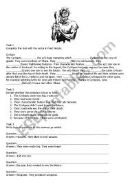 We did not find results for: Cyclops Reading And Grammar Exercise Esl Worksheet By Darek