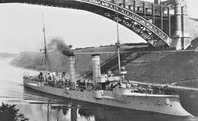 The rendsburg high bridge across the kiel canal dr. German Light Cruiser Medusa Passing Under Levensau Bridge Over The Kiel Canal Nh 46824 Laststandonzombieisland