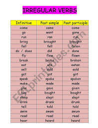Irregular Verbs Esl Worksheet By Katarinagrade1
