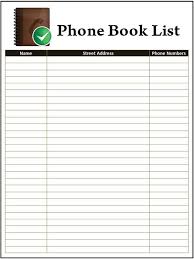 Printable Phone List Template Address Book Template Book Template List Template