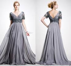 2019 Elie Saab Mother Of The Bride Dresses Formal Dress V Neck Appliques Chiffon Floor Length Grey Wedding Guest Dresses Bride Dress Prom Dresses With Sleeves