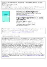 Better sports betting bonuses and vip rewards. Pdf Explaining The Performance Of Online Sports Bettors