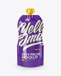 Glossy Doy Pack Mockup In Pouch Mockups On Yellow Images Object Mockups Mockup Free Psd Mockup Psd Mockup