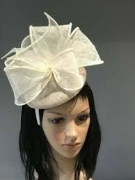 Max & Ellie Ivory Fascinator Headband Feathers Swirls Wedding, Races ML17