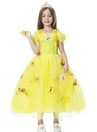 In Stock Ship In 48 Hours Yellow Tulle Cinderella Dress With Butterfly Princess Fancy Dress Princess Party Costume Turquoise Flower Girl Dress