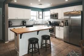 After we painted and turned them into pretty blue kitchen cabinets using the color northern star by pratt & lambert, it looked like this. Best Of Our Before After Home Renovation Photos