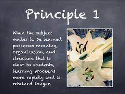 Principle 1 When The Subject Matter To Be Learned Possesses Meaning Organization And Structure That Is Clear To Studen Teaching Methods Learning Principles