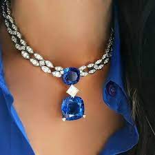 Gorgeous Blue Cushion Princess Marquise Women Necklace 925 Sterling Silver Cz Nw Nikigems Col Beautiful Diamond Necklace Beautiful Necklaces Gorgeous Jewelry