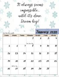Free Printable 2020 Monthly Motivational Calendars Calendar Quotes Calendar Printables Free Printable Calendar