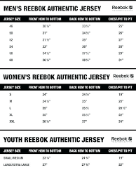 Reebok Hockey Jersey Sizing Chart Youth