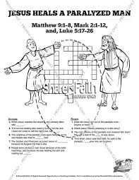 There were four men carrying a man that was paralyzed. Luke 5 Jesus Heals The Paralytic Sunday School Crossword Puzzles Sharefaith Kids