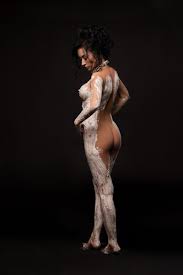 Antique statue concept - Sexy naked woman in gypsum bodyart posing in  studio. Photographer Andrey Guryanov