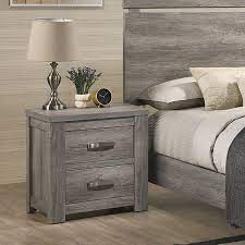 Nightstand set going out to it's new home tomorrow! Floren Contemporary Weathered Gray Wood Bedroom Set Panel Bed Dresser Mirror Nightstand Chest On Sale Overstock 30933072